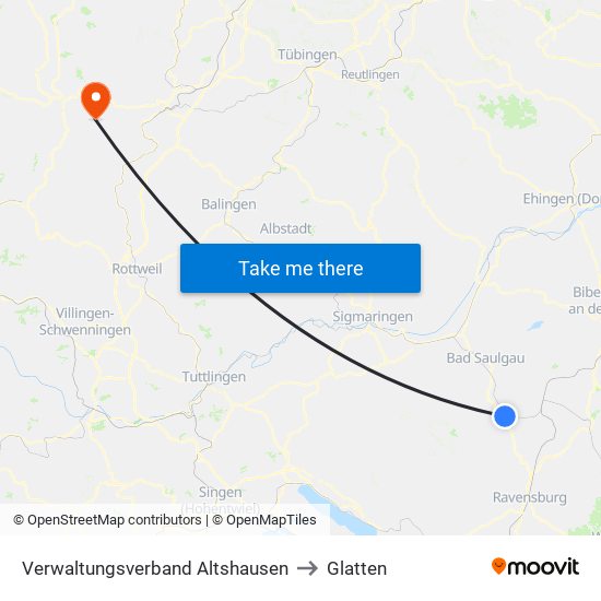 Verwaltungsverband Altshausen to Glatten map