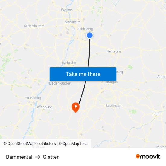 Bammental to Glatten map