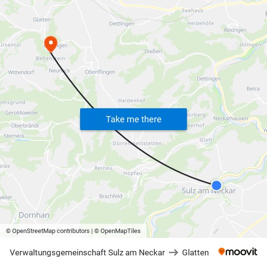Verwaltungsgemeinschaft Sulz am Neckar to Glatten map