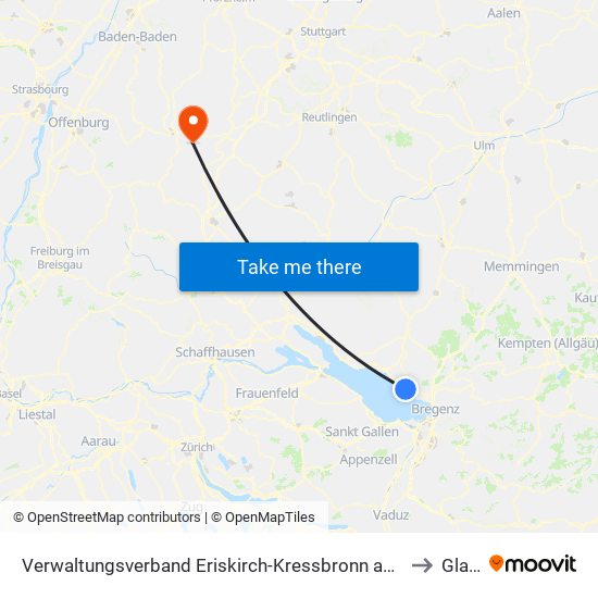 Verwaltungsverband Eriskirch-Kressbronn am Bodensee-Langenargen to Glatten map