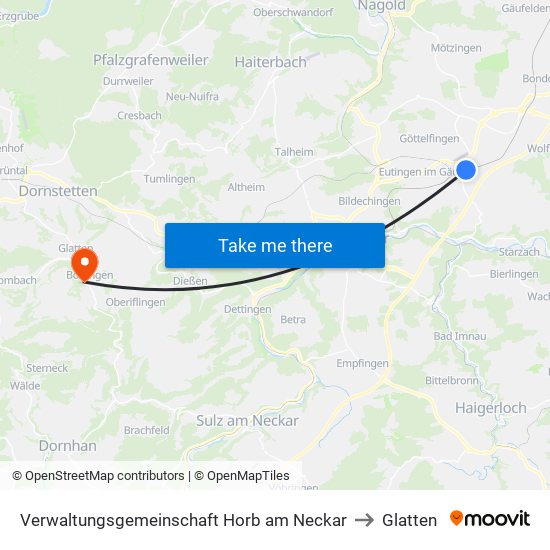 Verwaltungsgemeinschaft Horb am Neckar to Glatten map