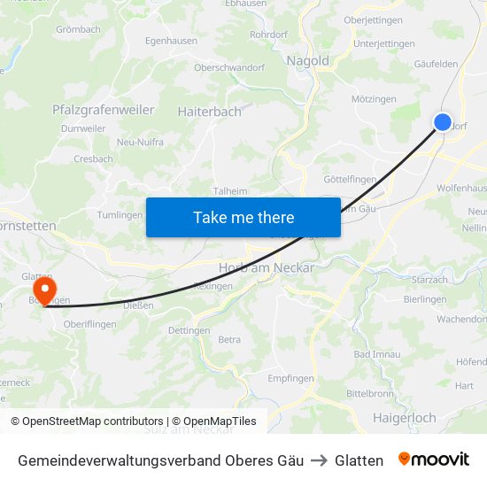 Gemeindeverwaltungsverband Oberes Gäu to Glatten map