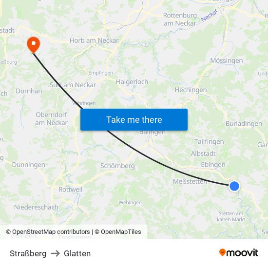 Straßberg to Glatten map