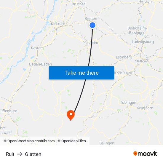 Ruit to Glatten map