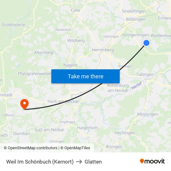 Weil Im Schönbuch (Kernort) to Glatten map