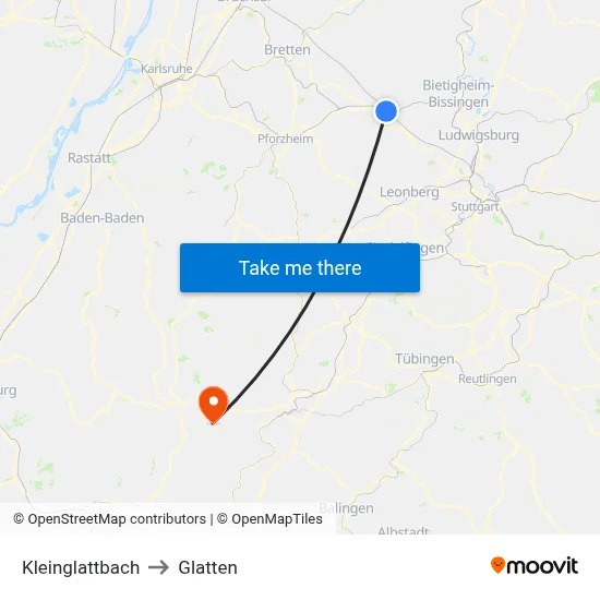 Kleinglattbach to Glatten map