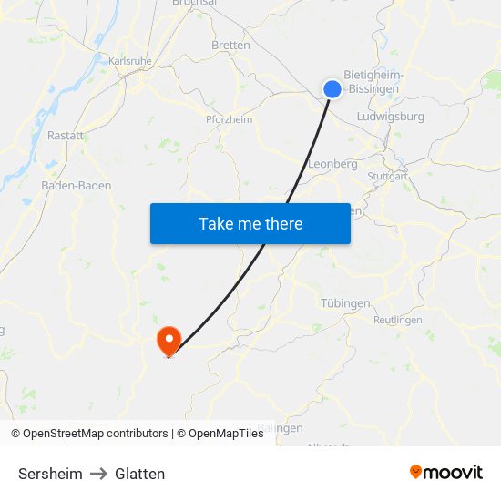 Sersheim to Glatten map