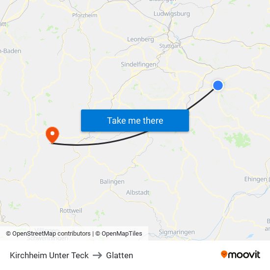 Kirchheim Unter Teck to Glatten map