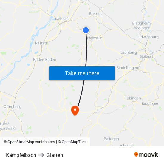 Kämpfelbach to Glatten map