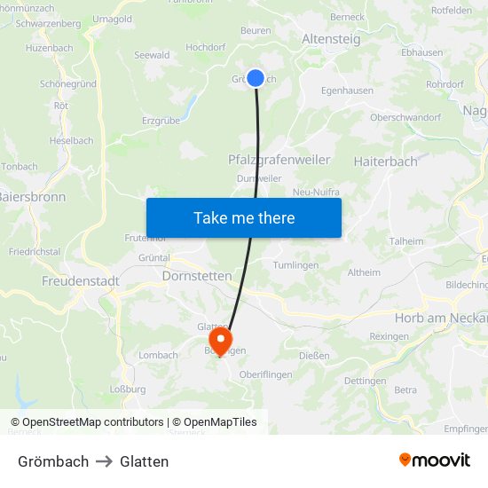 Grömbach to Glatten map