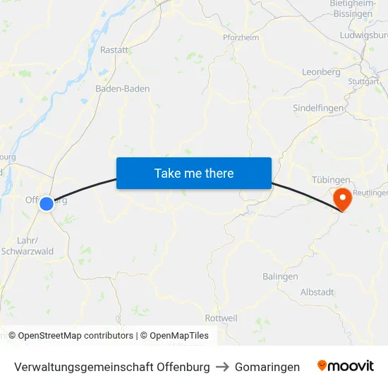Verwaltungsgemeinschaft Offenburg to Gomaringen map