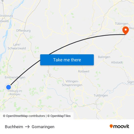 Buchheim to Gomaringen map
