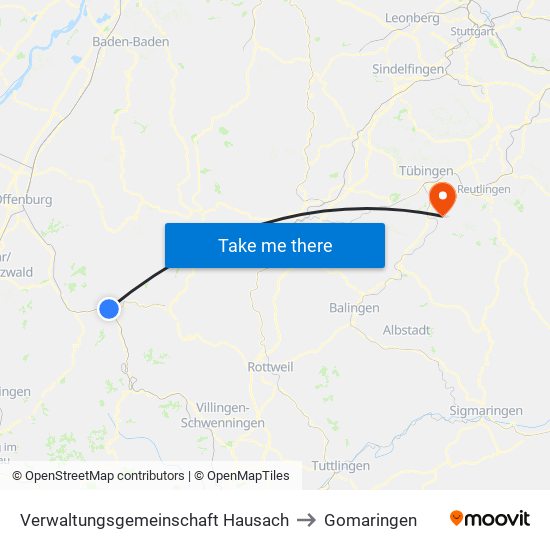 Verwaltungsgemeinschaft Hausach to Gomaringen map