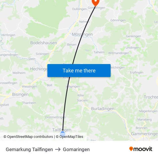 Gemarkung Tailfingen to Gomaringen map