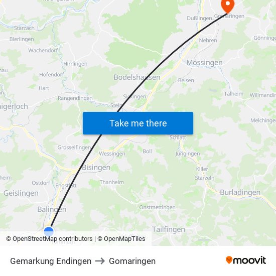 Gemarkung Endingen to Gomaringen map