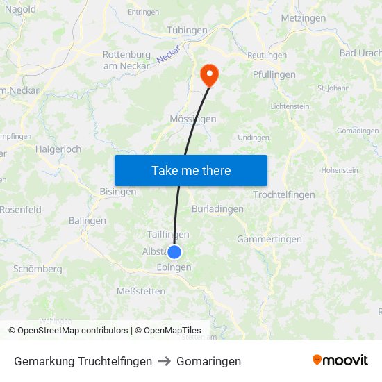 Gemarkung Truchtelfingen to Gomaringen map