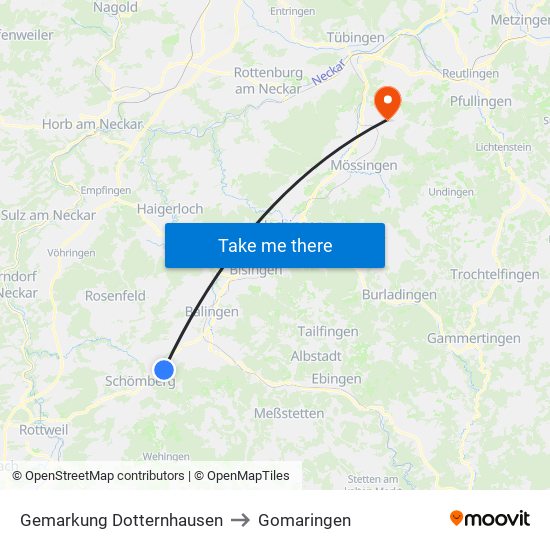 Gemarkung Dotternhausen to Gomaringen map