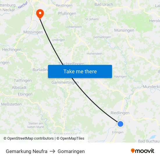 Gemarkung Neufra to Gomaringen map