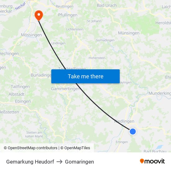 Gemarkung Heudorf to Gomaringen map