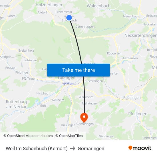 Weil Im Schönbuch (Kernort) to Gomaringen map