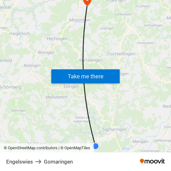 Engelswies to Gomaringen map