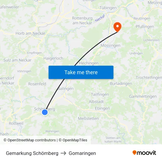 Gemarkung Schömberg to Gomaringen map