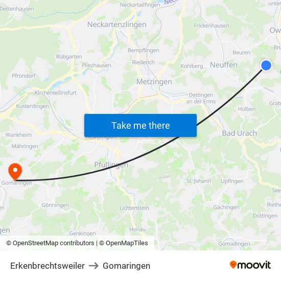 Erkenbrechtsweiler to Gomaringen map