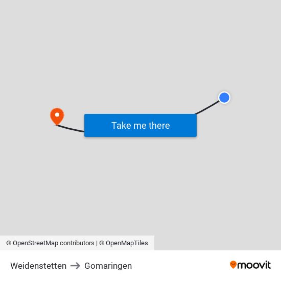 Weidenstetten to Gomaringen map