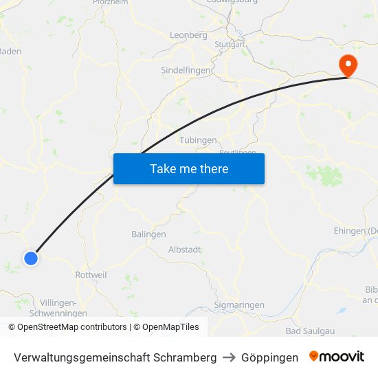 Verwaltungsgemeinschaft Schramberg to Göppingen map