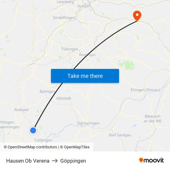 Hausen Ob Verena to Göppingen map