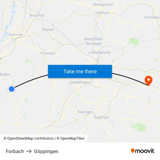 Forbach to Göppingen map