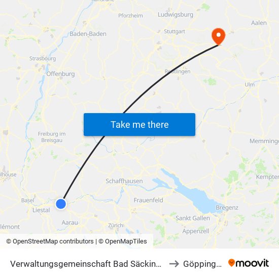 Verwaltungsgemeinschaft Bad Säckingen to Göppingen map