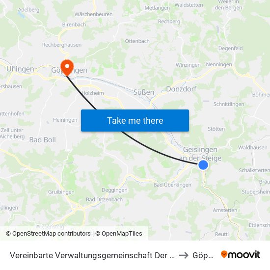 Vereinbarte Verwaltungsgemeinschaft Der Stadt Geislingen An Der Steige to Göppingen map