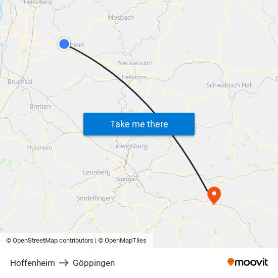 Hoffenheim to Göppingen map