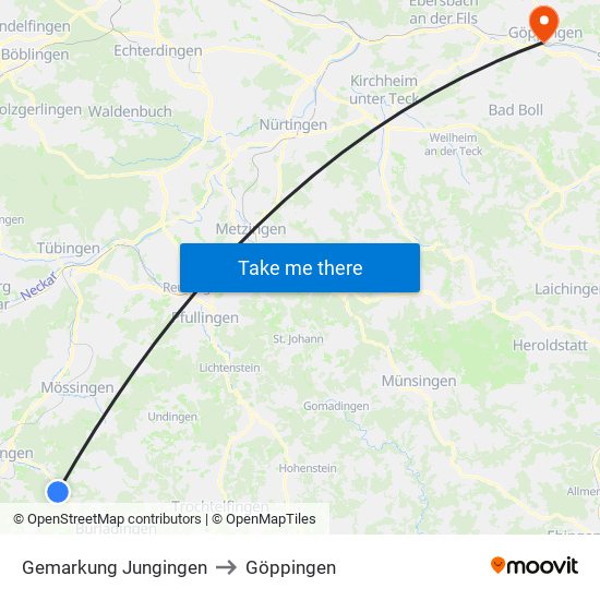 Gemarkung Jungingen to Göppingen map