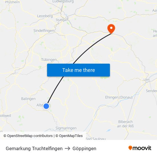Gemarkung Truchtelfingen to Göppingen map