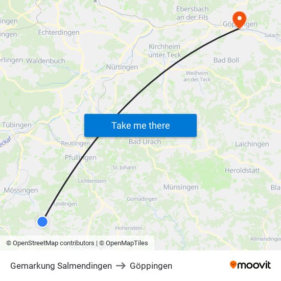 Gemarkung Salmendingen to Göppingen map