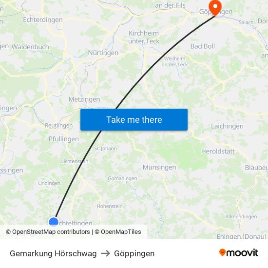 Gemarkung Hörschwag to Göppingen map