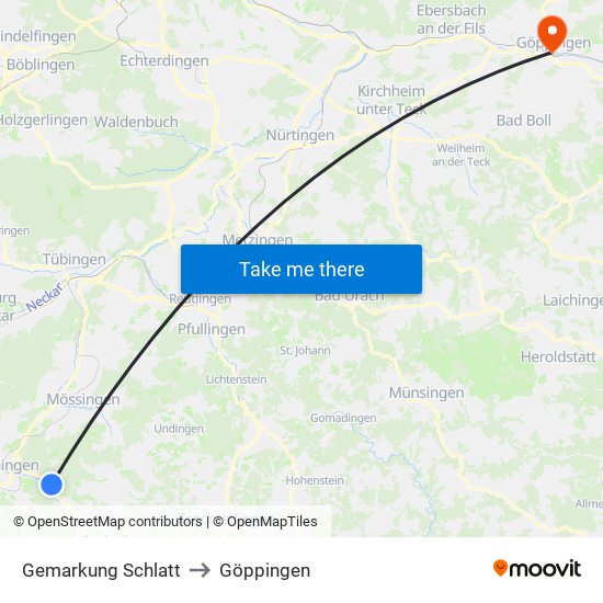Gemarkung Schlatt to Göppingen map
