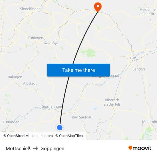 Mottschieß to Göppingen map