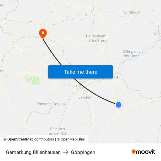 Gemarkung Billenhausen to Göppingen map