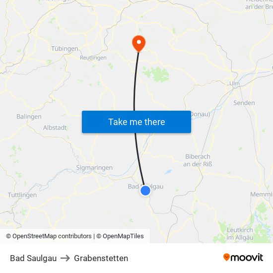 Bad Saulgau to Grabenstetten map