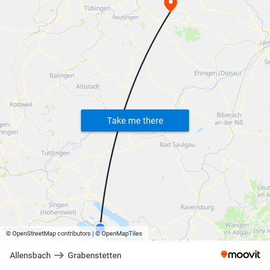 Allensbach to Grabenstetten map