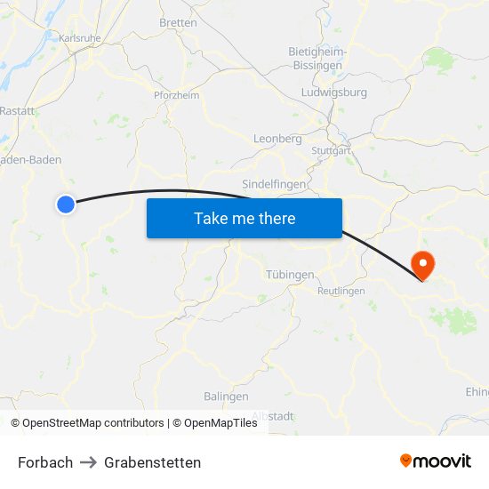 Forbach to Grabenstetten map