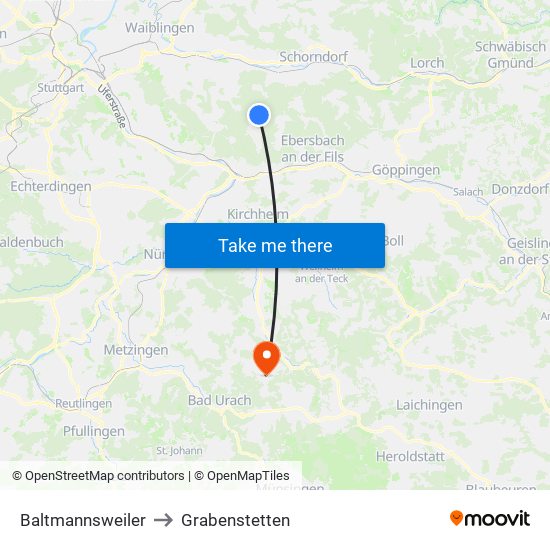 Baltmannsweiler to Grabenstetten map