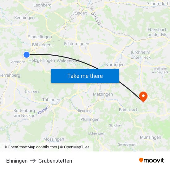 Ehningen to Grabenstetten map