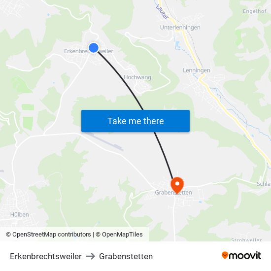 Erkenbrechtsweiler to Grabenstetten map