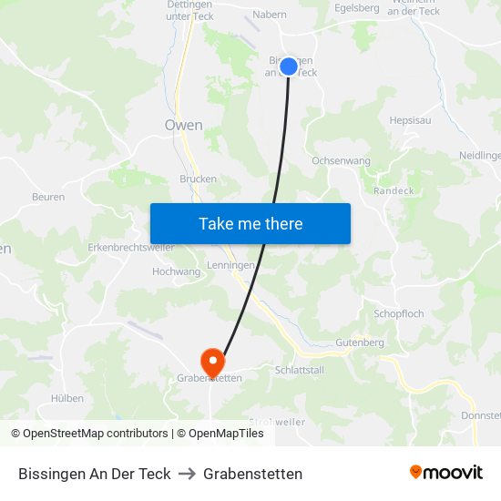 Bissingen An Der Teck to Grabenstetten map