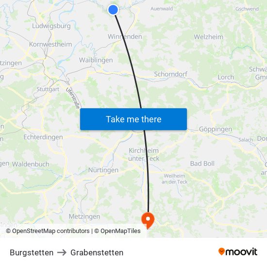 Burgstetten to Grabenstetten map