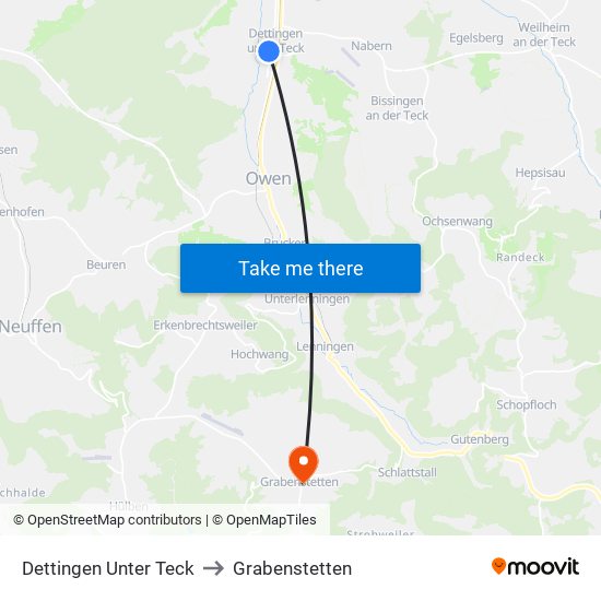 Dettingen Unter Teck to Grabenstetten map